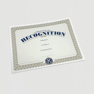 Certificate of recognition
